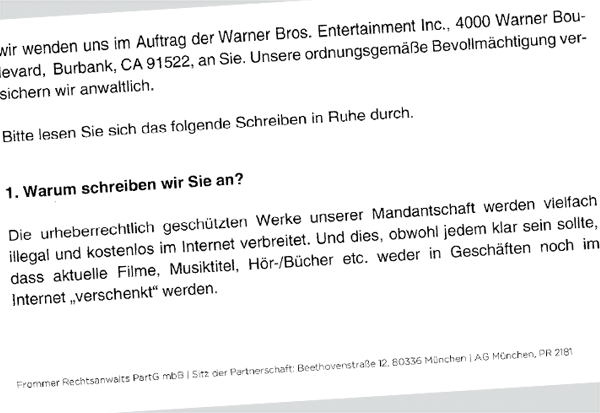 Frommer Legal Abmahnung