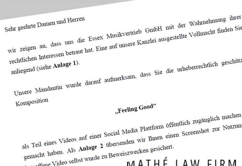 Mathe Law Firm Abmahnung